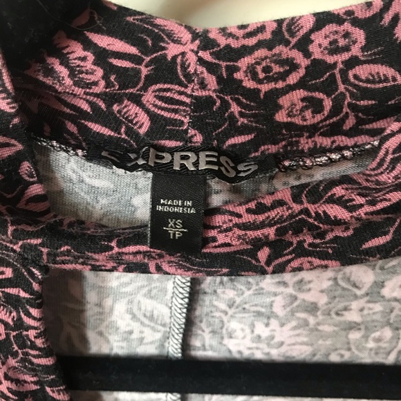 Express Black and Pink Floral Long Sleeve Dress - Picture 5 of 9